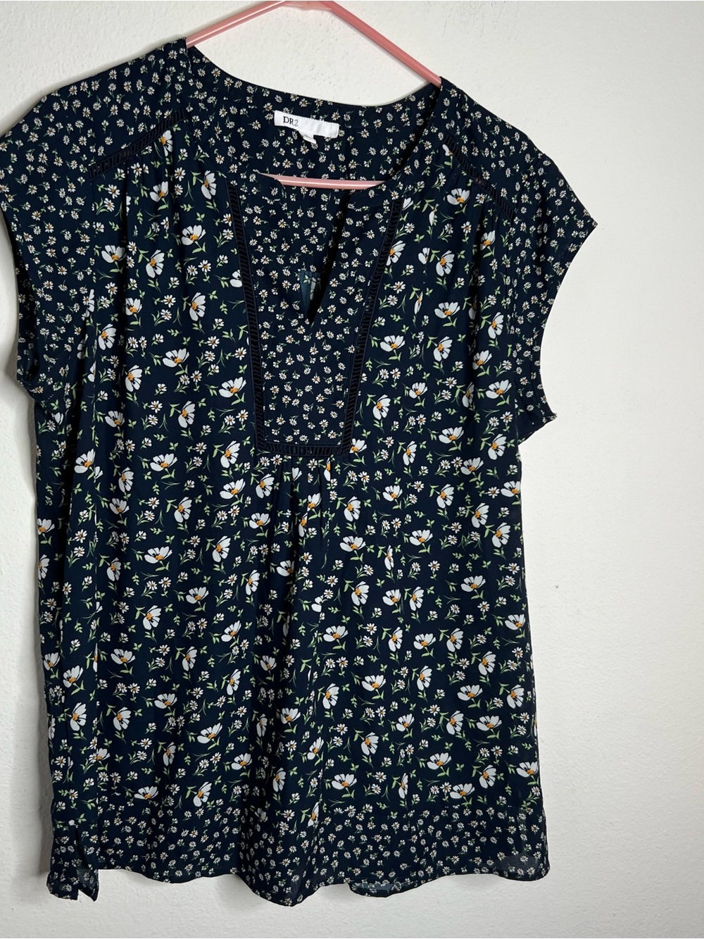 DR2 Women’s Blouse Floral Pullover Sheer Lightweight Size XL